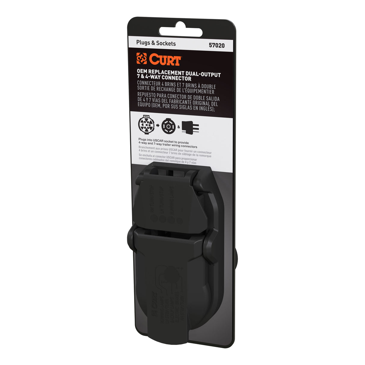 Curt - 57020 OEM Replacement Dual-Output 7 & 4-Way Connector (Plugs into USCAR) - 57020