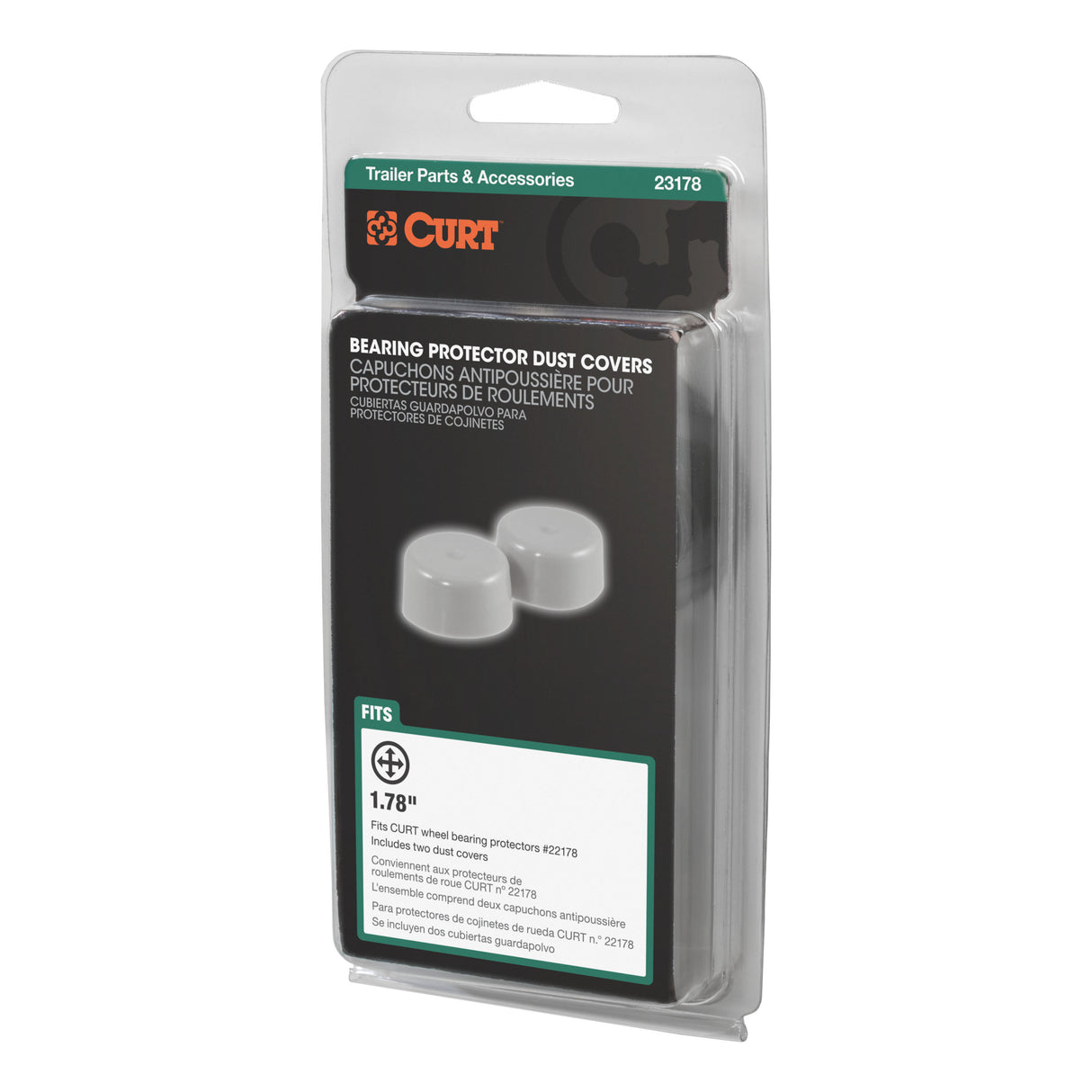 Curt - 1.78" Bearing Protector Dust Covers (2-Pack) - 23178