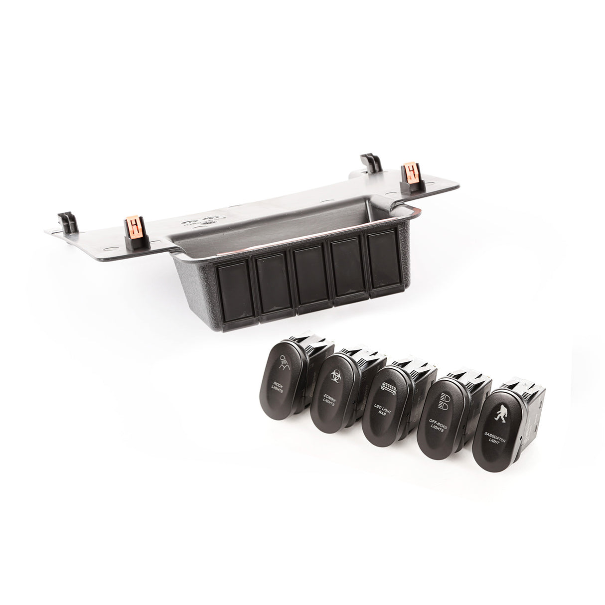 Rugged Ridge - Rugged Ridge 17235.73 Switch Panel Kit; Lower, 5 Etched Switches; 11-18 Jeep Wrangler JK - 17235.73
