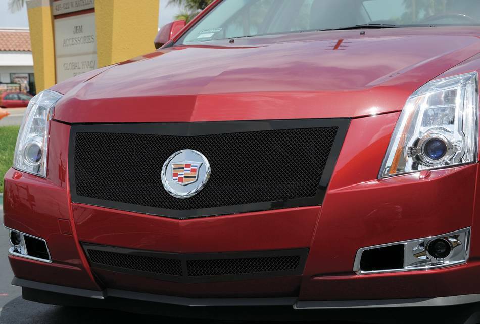T-Rex Grilles - 1 Pc Small Mesh Mild Steel Upper Class Grille Replacement - Re-Use OE Cadillac Logo with provided logo plate - 51197