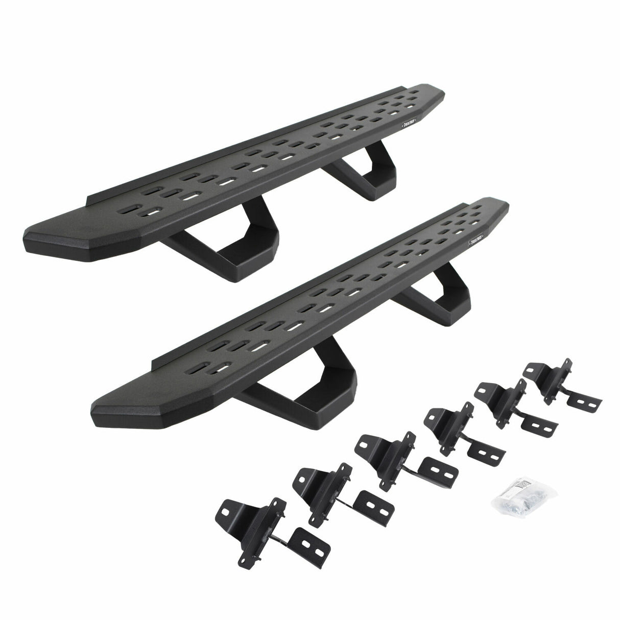 Go Rhino 6965056820PC - RB30 Running Boards with Mounting Brackets & 2 Pairs of Drops Steps Kit - Textured Black