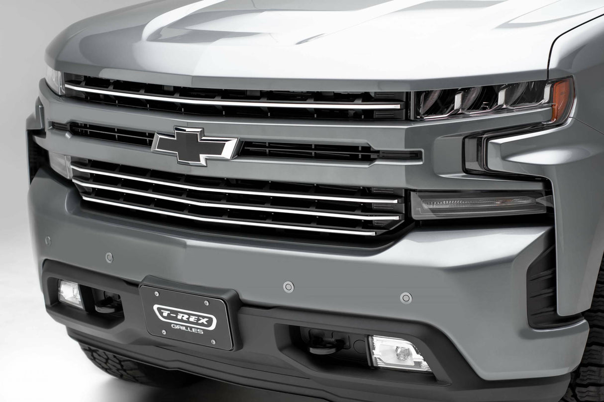 T-Rex Grilles - T-REX 2019-2021 Silverado 1500?Trailboss, RST, LT Round Billet Grille, Horizontal Round, Silver, 4 Pc, Overlay - PN #6211236 - 6211236
