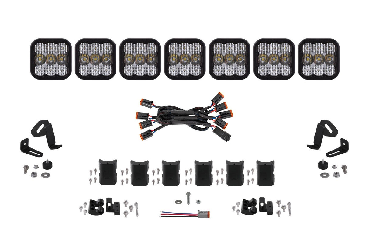 Diode Dynamics - SS5 Pro Universal CrossLink 7-Pod Lightbar White Combo - DD7246