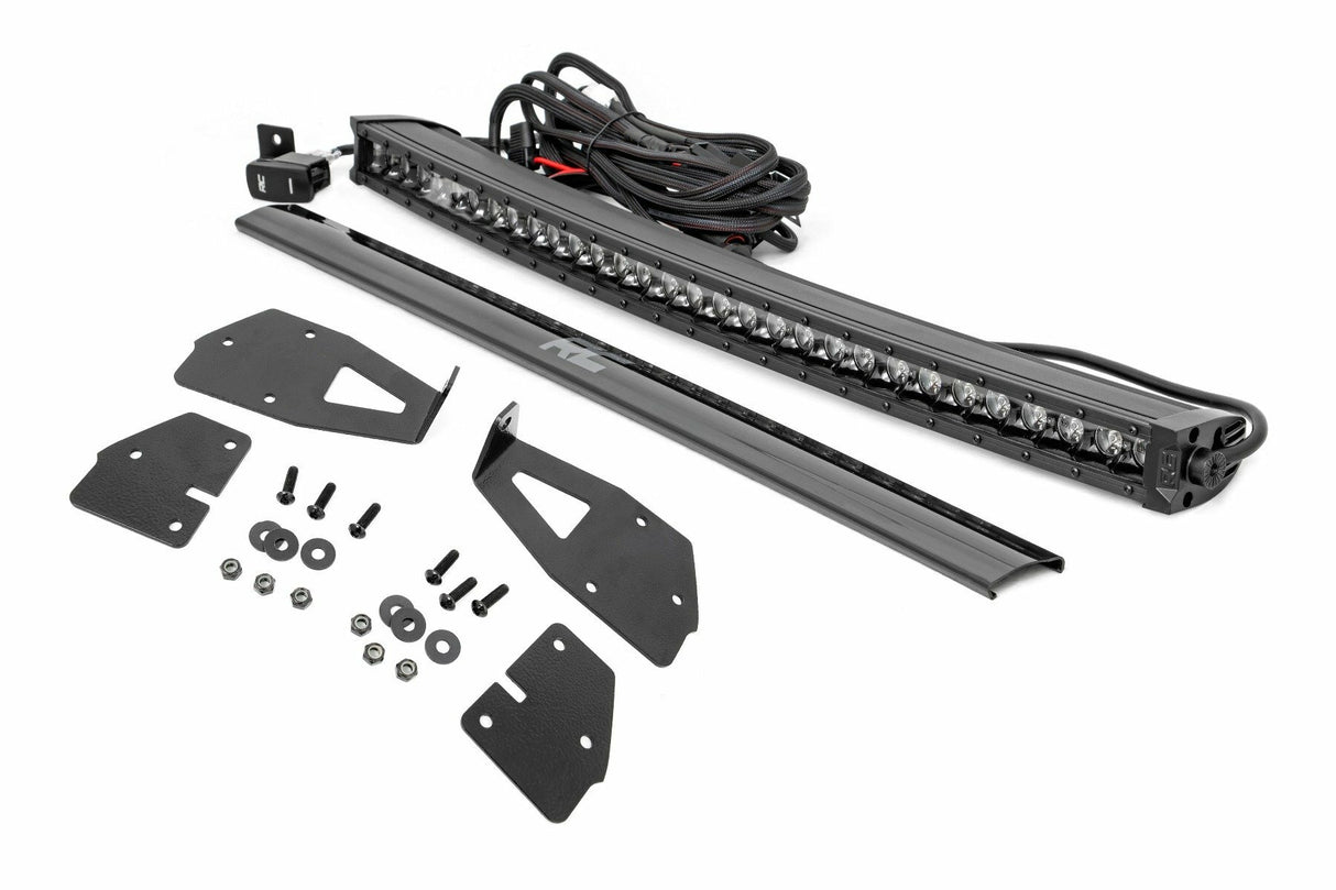 Rough Country - LED Light Kit - Grille Mount - 30" Black Single Row - White DRL - Ford Raptor (17-20) - 70701BLDRL