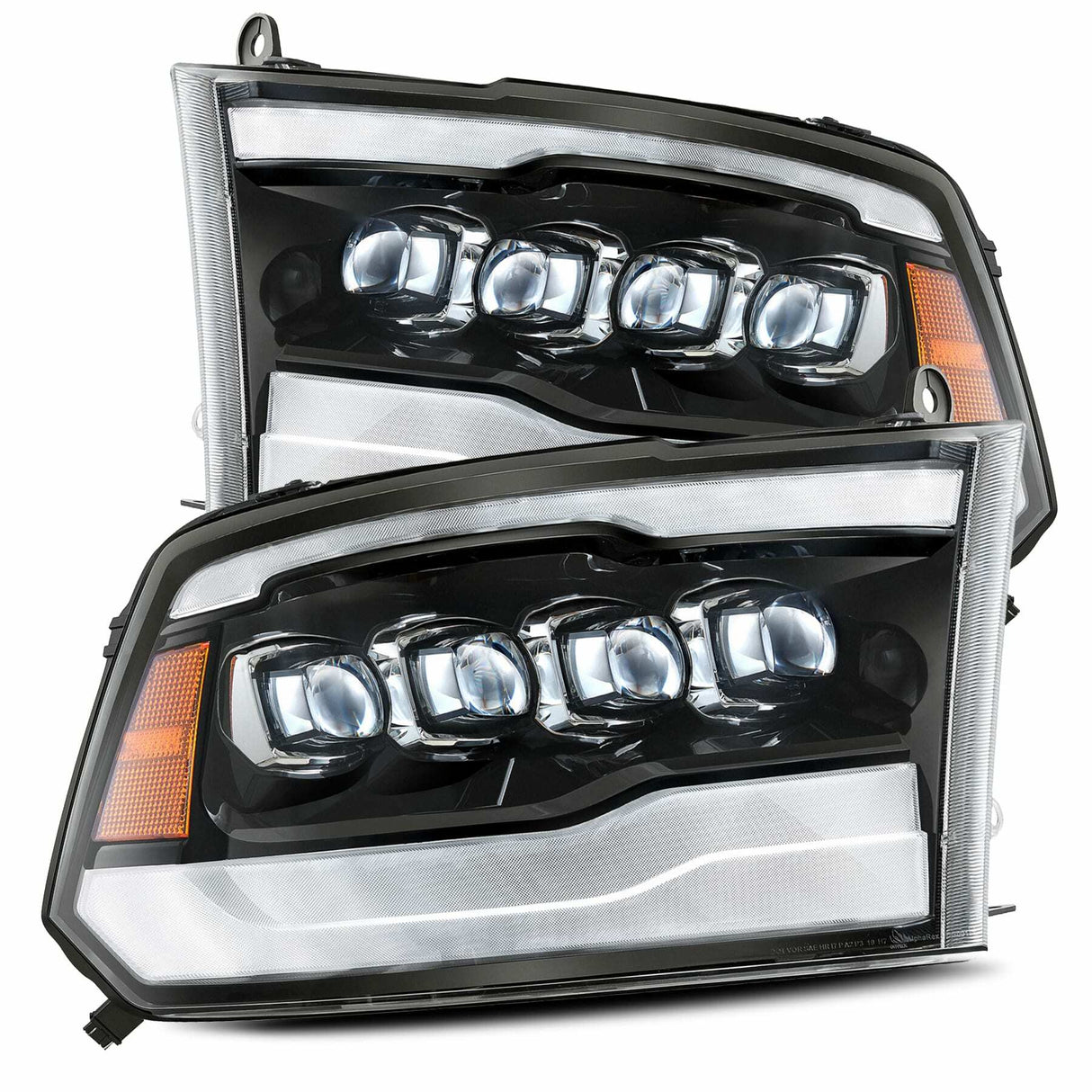 AlphaRex 880590 LED Projector Headlights Plank Style Design Gloss Black