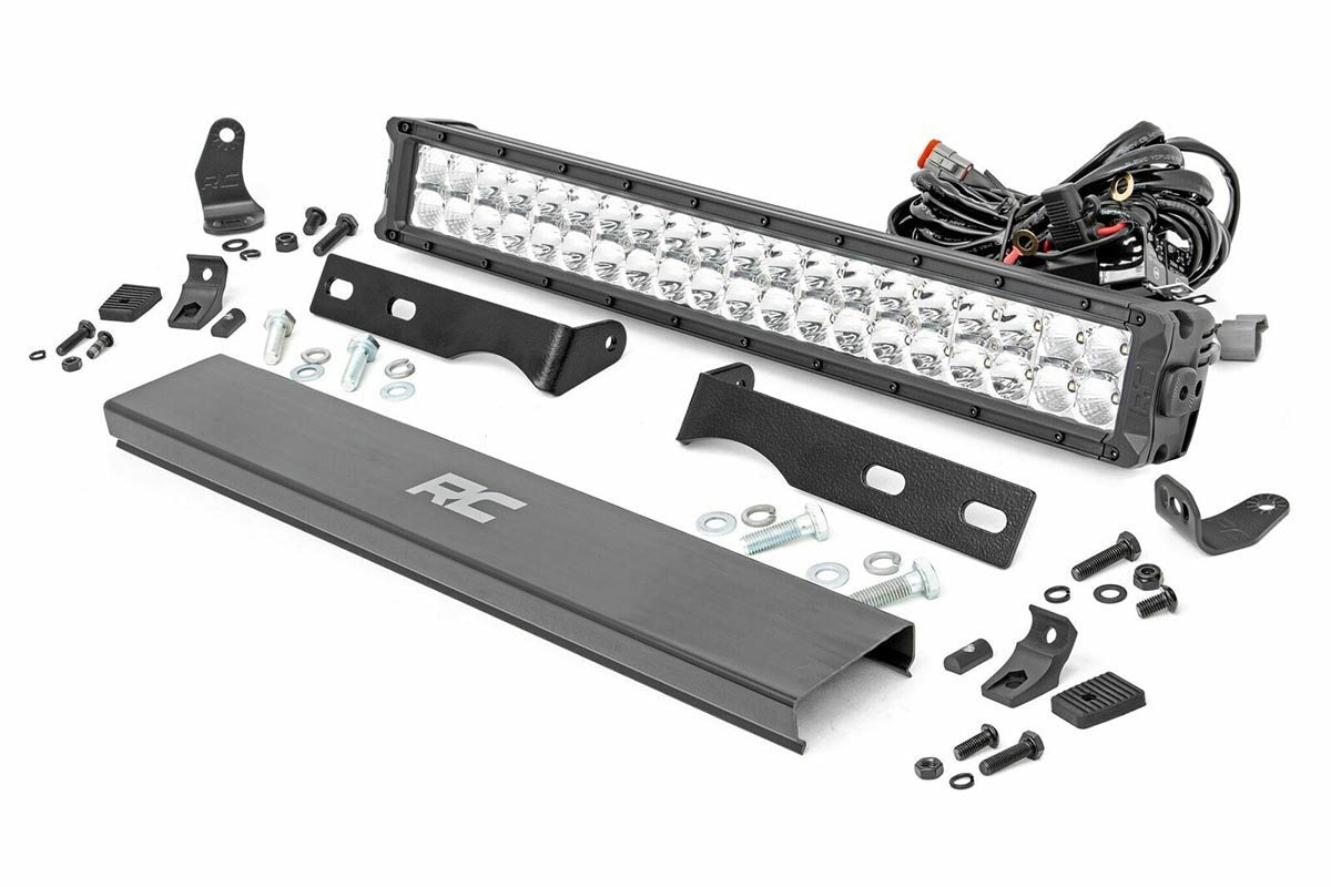 Rough Country - LED Light Kit - Bumper Mount - 20" Chrome Dual Row - White DRL - Jeep Grand Cherokee WK2 (11-20) - 70775