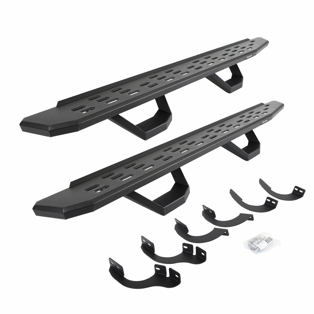 Go Rhino 6964256820T - RB30 Running Boards with Mounting Brackets & 2 Pairs of Drops Steps Kit - Protective Bedliner Coating