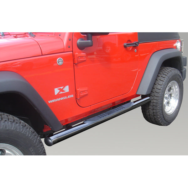 Rugged Ridge - Round Tube Side Steps, 3 Inch, Black; 07-16 Jeep Wrangler JK - 11590.05