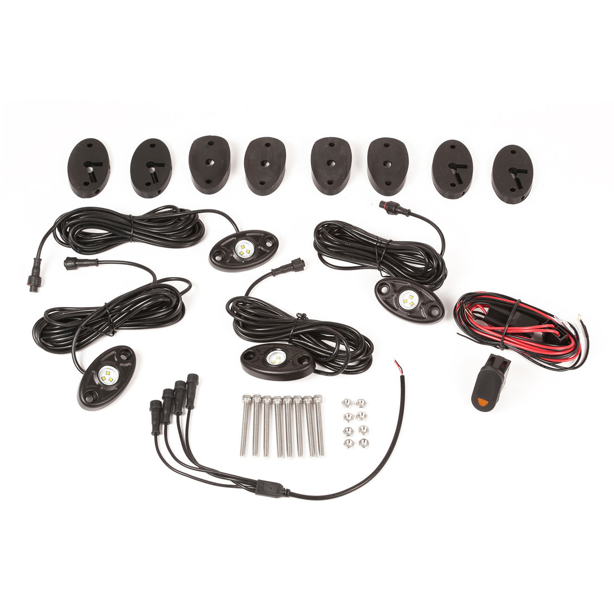 Rugged Ridge - Rugged Ridge 11232.40 Light Kit, Rock Crawler, 4-Piece, White, Harness; 07-18 Wrangler JK - 11232.40