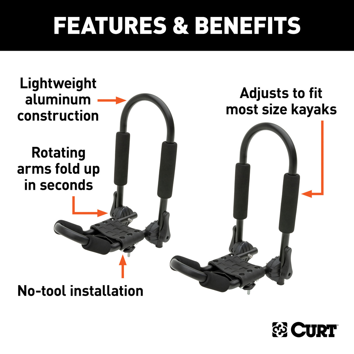 Curt - Adjustable Aluminum Roof Rack Kayak Holders - 18320