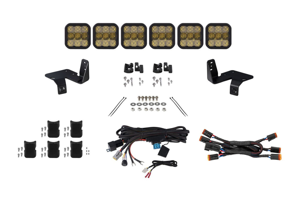 Diode Dynamics - SS5 CrossLink Grille Lightbar Kit for 2017-2022 Super Duty, Pro Yellow Combo - DD7574