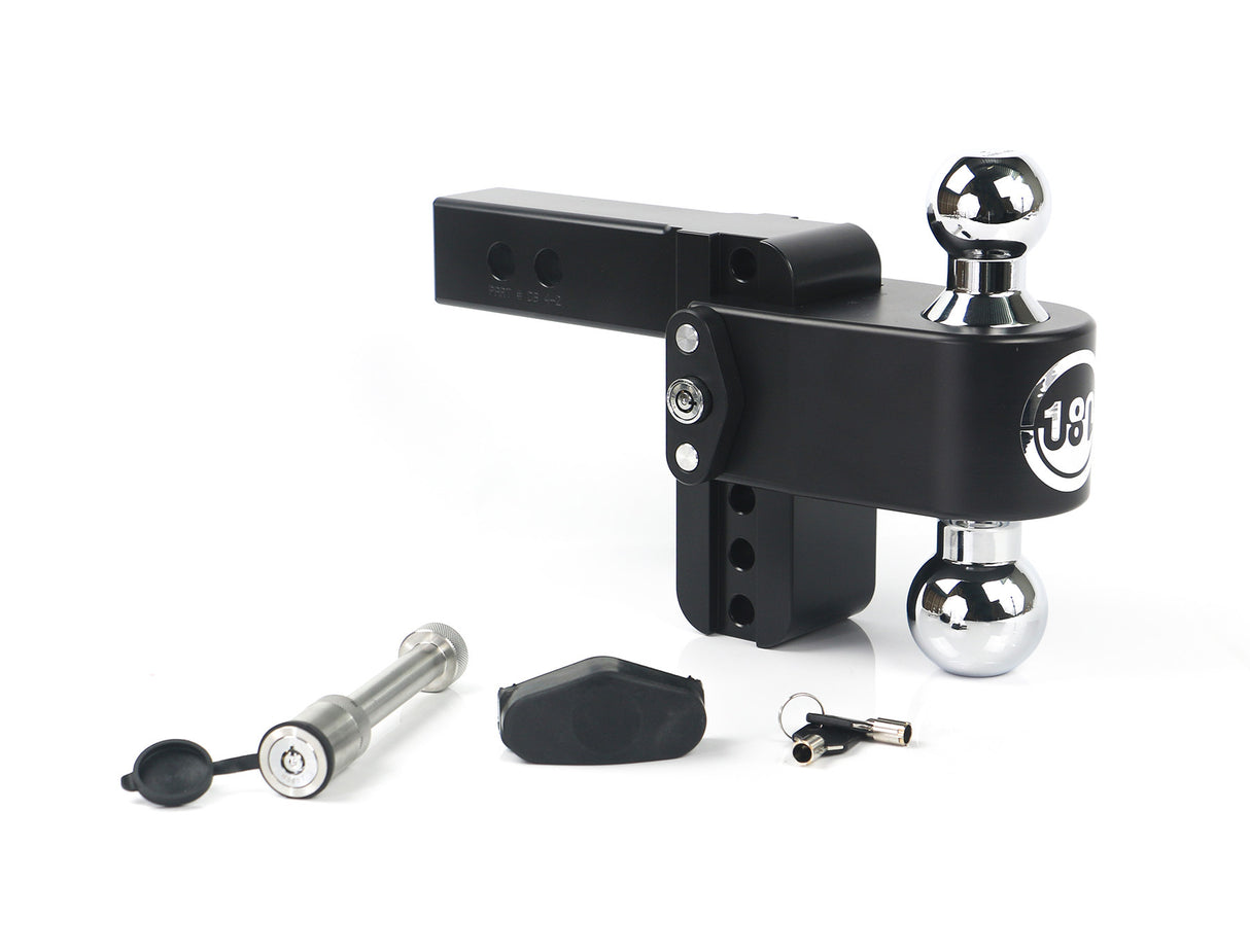 180 Hitch Chrome Cerakoted 4" Drop Hitch with 2" Shank w/ Keyed Alike WS05 - CTB4-2-KA-CER-BLA