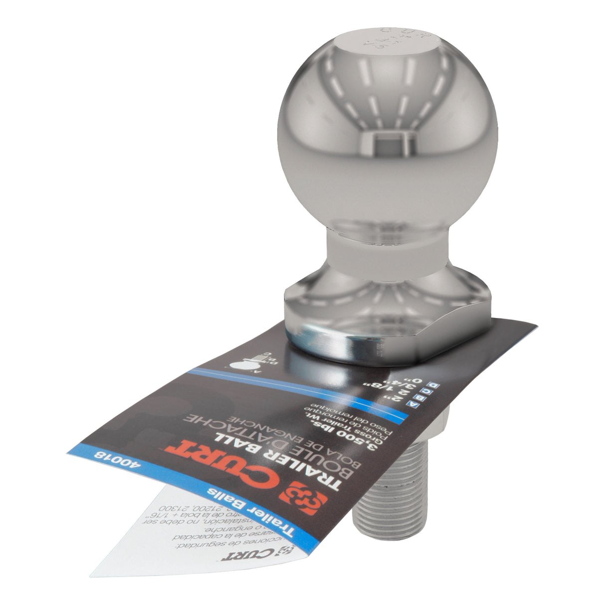Curt - 2" Trailer Ball (3/4" x 2-1/8" Shank, 3,500 lbs., Stainless) - 40052