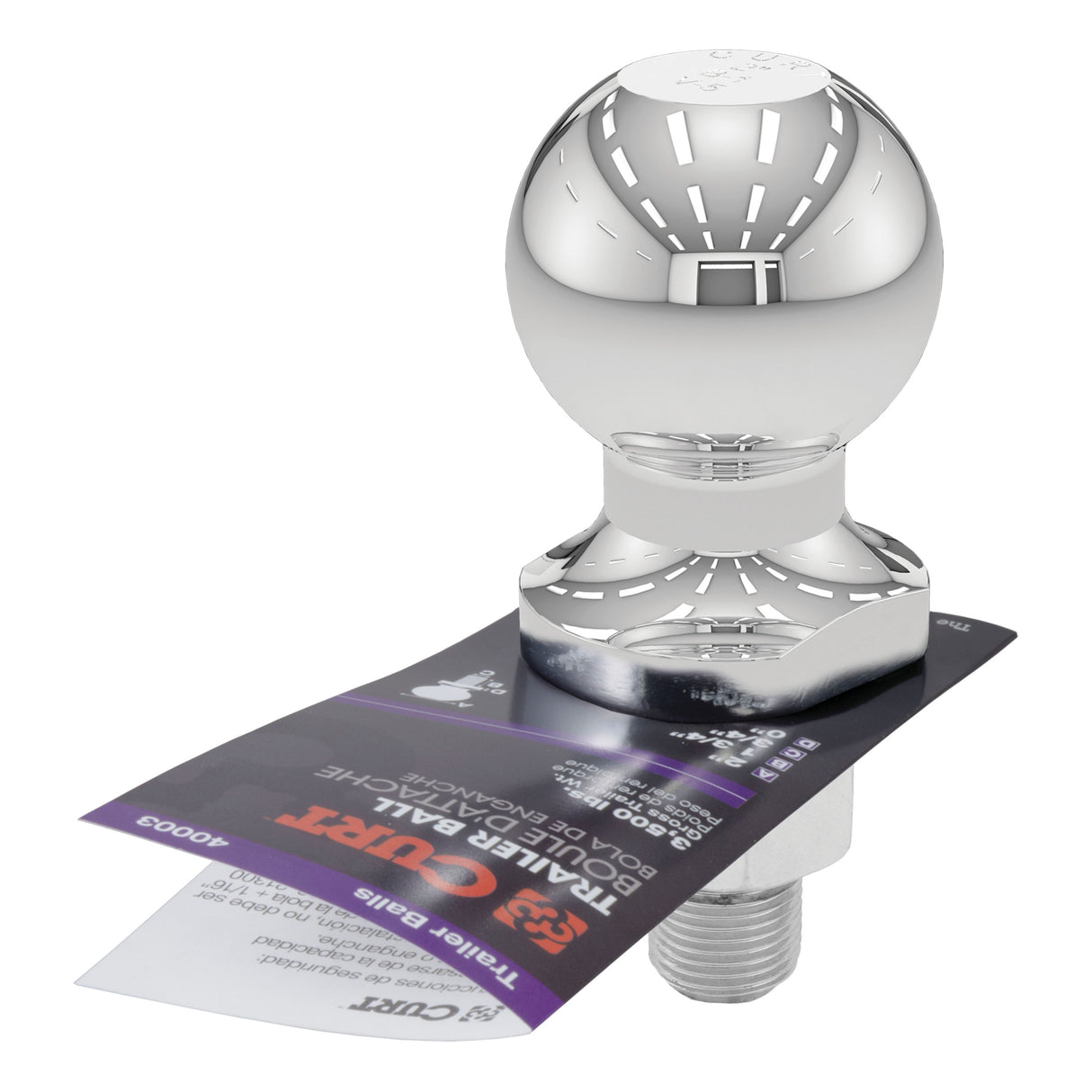 Curt - 2" Trailer Ball (3/4" x 1-3/4" Shank, 3,500 lbs., Chrome) - 40003