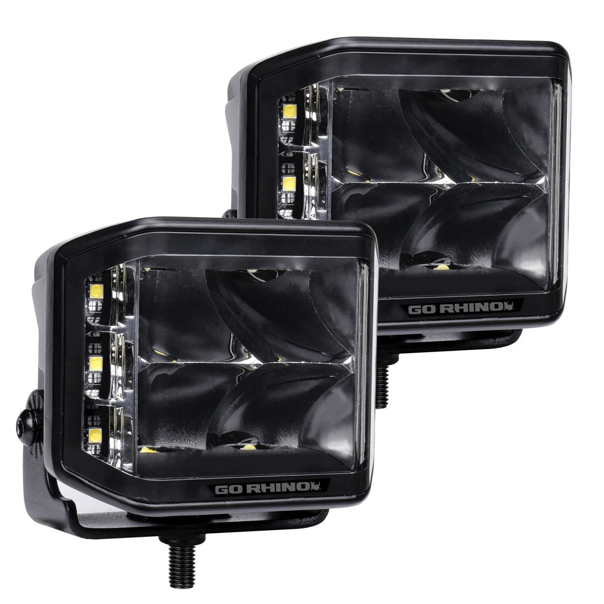 Go Rhino 750700321SCS Blackout Series - SIDELINE 4x3 LED Cube Spot Lights, Pair
