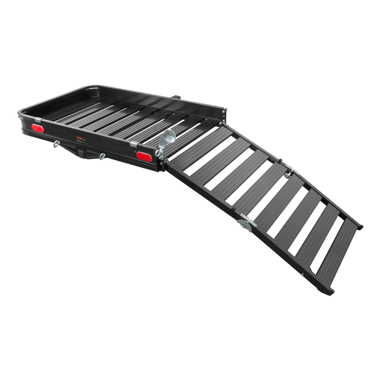 Curt - 50" x 30" Black Aluminum Hitch Cargo Carrier with Ramp (Folding 2" Shank) - 18112
