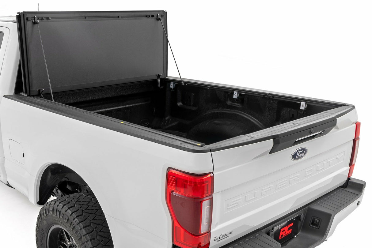 Rough Country - Hard Tri-Fold Flip Up Bed Cover - 6'10" Bed - Ford Super Duty (17-23) - 49220651