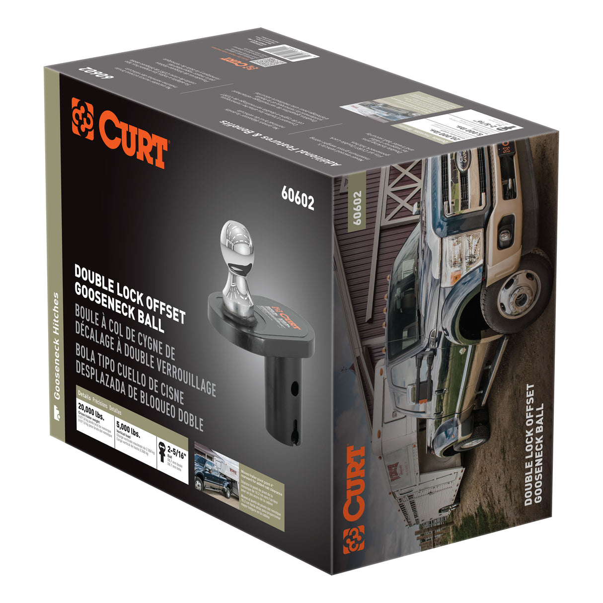 Curt - Double Lock 2-5/16" Offset Gooseneck Ball (4" Rearward Offset) - 60602