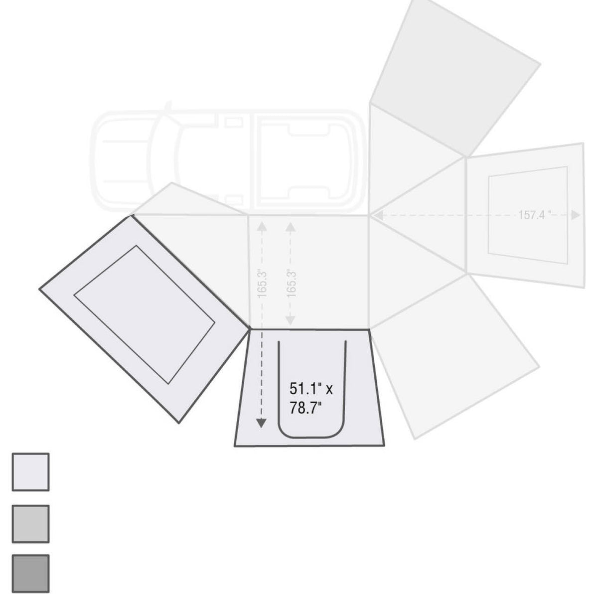 Overland Vehicle Systems - Nomadic Awning 270 for Driver Side Wall 1 270 Awning Wall 1 - 18099910