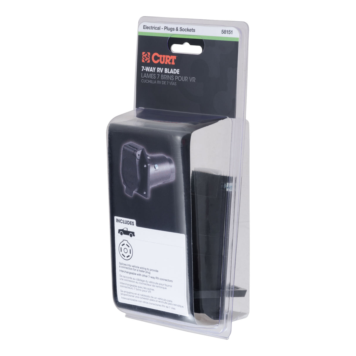 Curt - 7-Way RV Blade Connector Socket (Vehicle Side, Packaged) - 58151