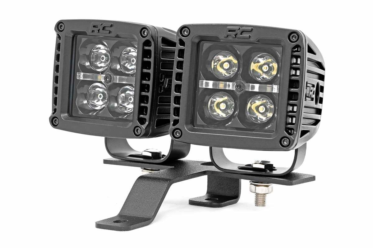 Rough Country - Jeep Quad LED Light Pod Kit - Black Series w Amber DRL (18-22 JL 20-22 Gladiator) - 70823