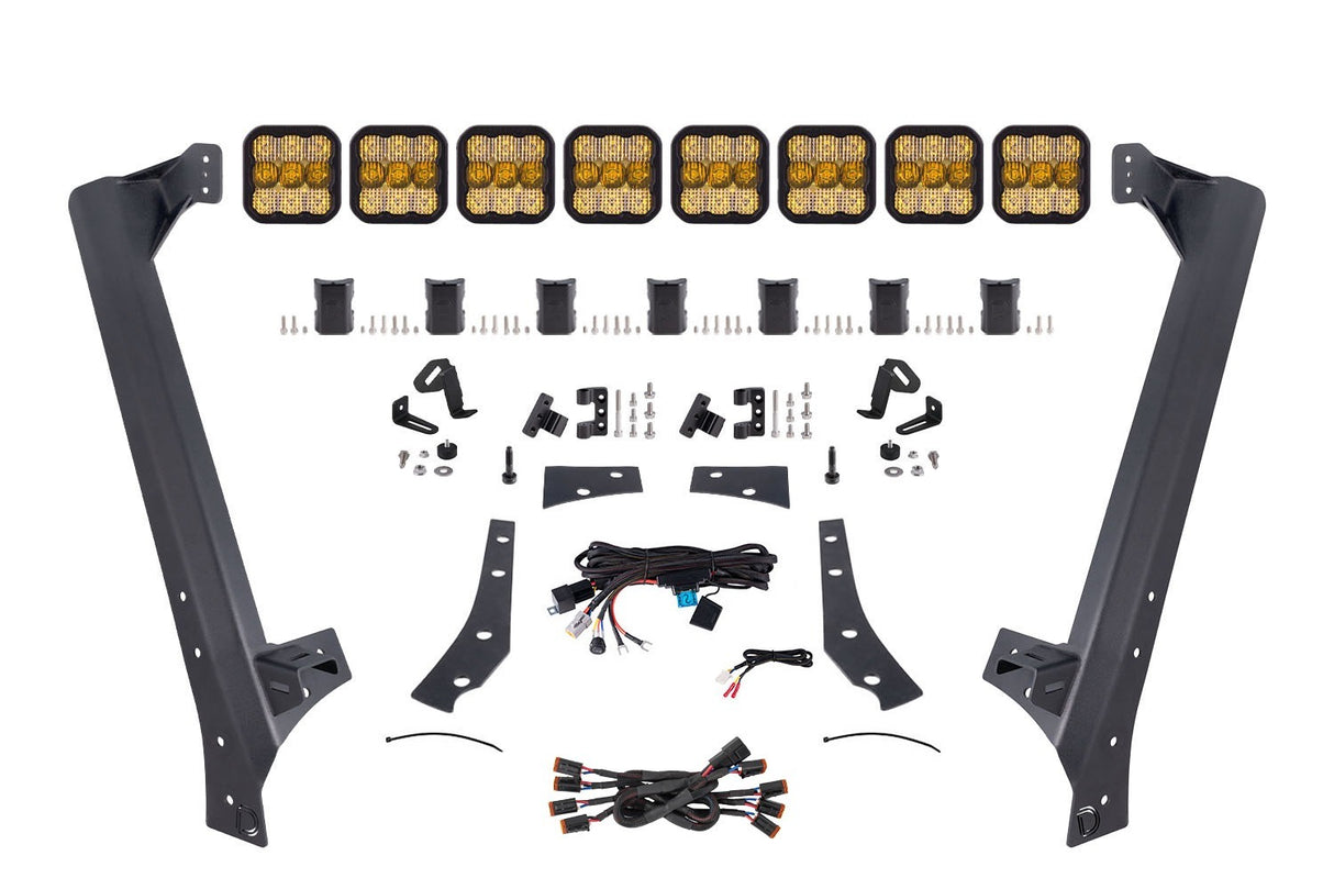 Diode Dynamics - Jeep JK SS5 Pro CrossLink Windshield Yellow Combo Lightbar Kit - DD7267