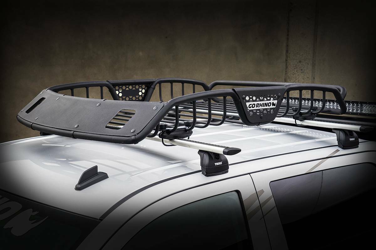 Go Rhino 59027T - SR20 Tubular Steel Roof Rack With 2x Light Mount Openings - 60" Long - Textured Black