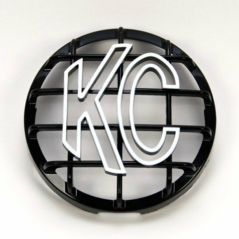 KC Hilites - 6" Stone Guard - KC #7210 (Black with White KC Logo) - 7210