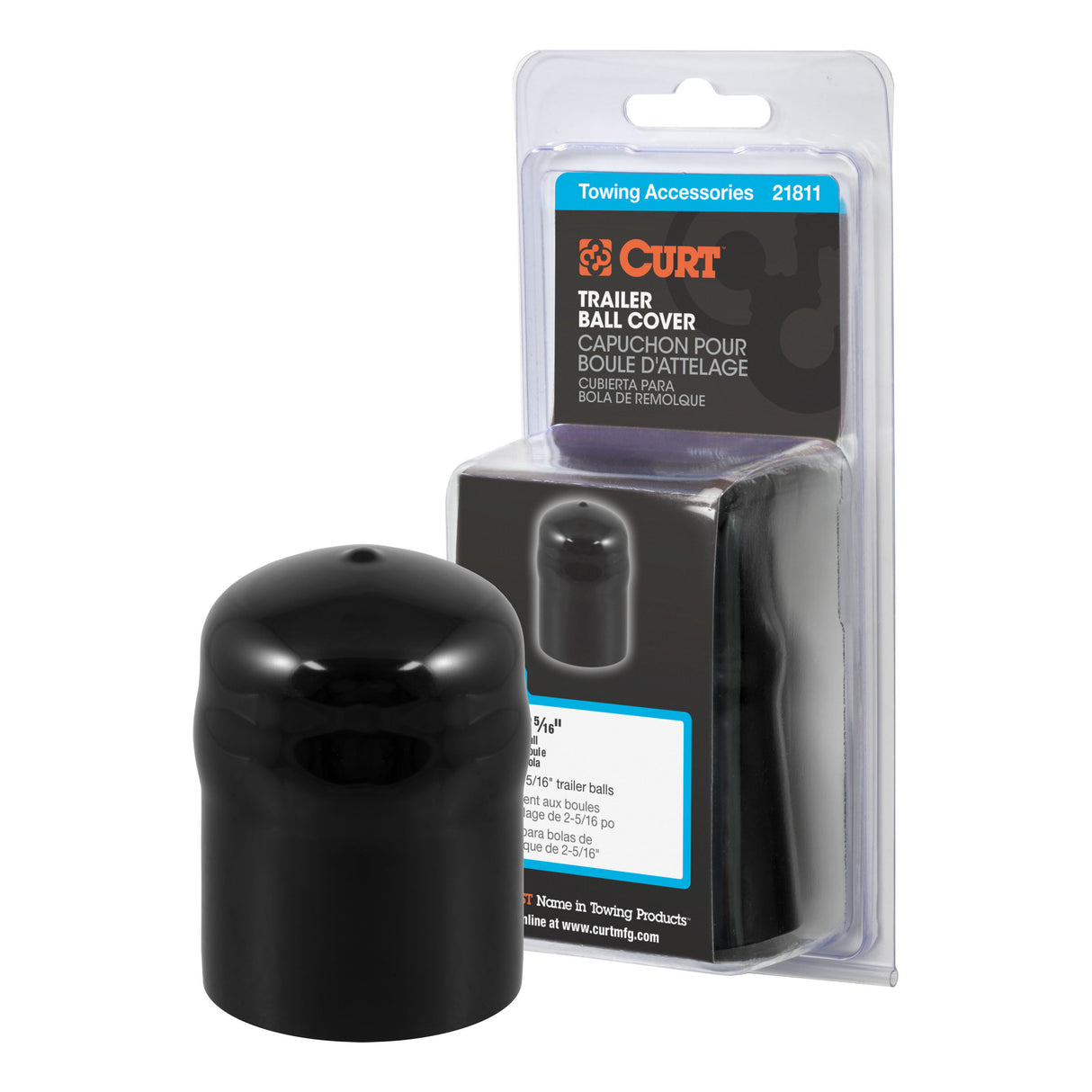 Curt - Trailer Ball Cover (Fits 2-5/16" Balls, Black Rubber, Packaged) - 21811