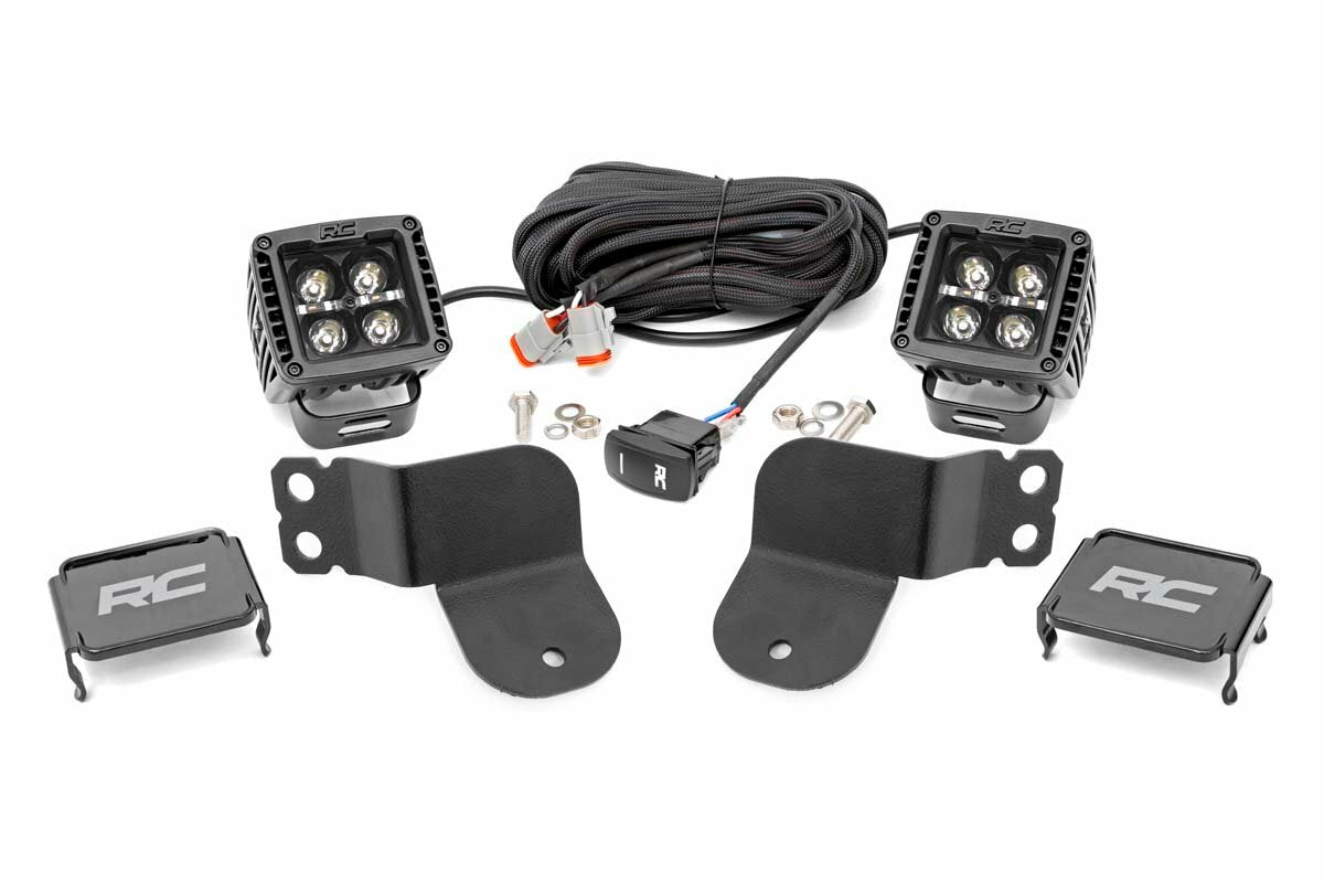 Rough Country - LED Light Kit - Cage Mount - 2" Black Pair - White DRL - Polaris General (2021) - 93025