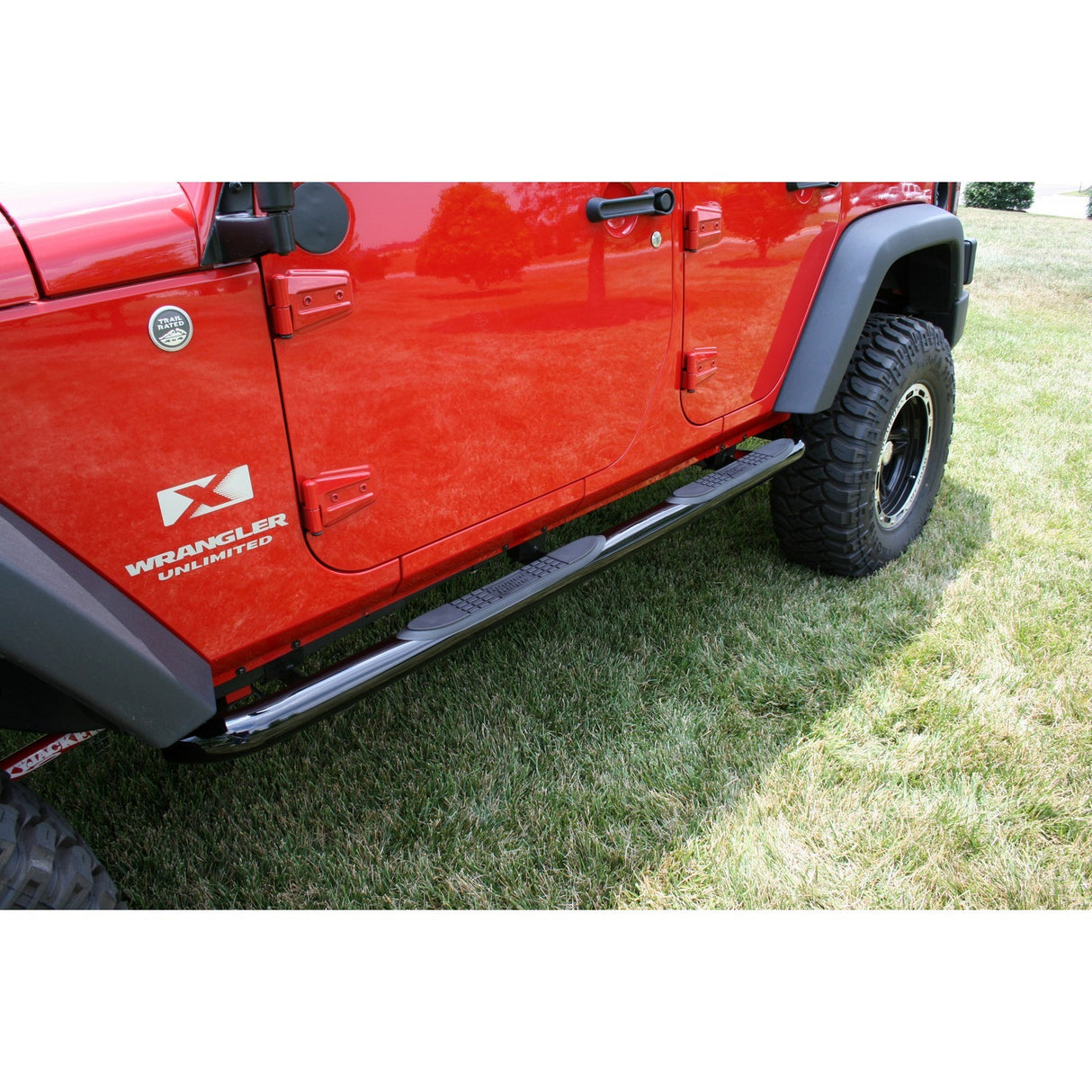 Round Tube Side Steps, 3 Inch, Black; 07-16 Jeep Wrangler JKU - 11590.06