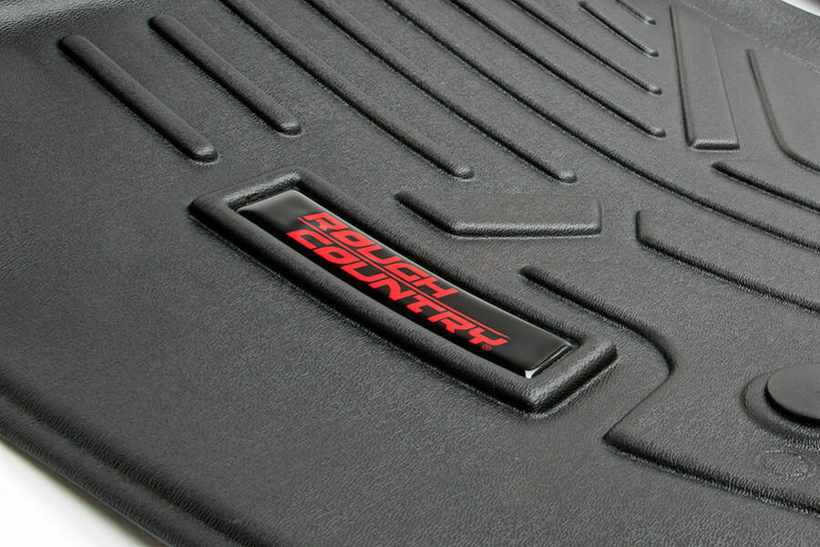 Rough Country Floor Mats - FR & RR - OV Hump - Ext Cb - Chevy GMC 1500 2500HD 3500HD 2WD 4WD - M-21142