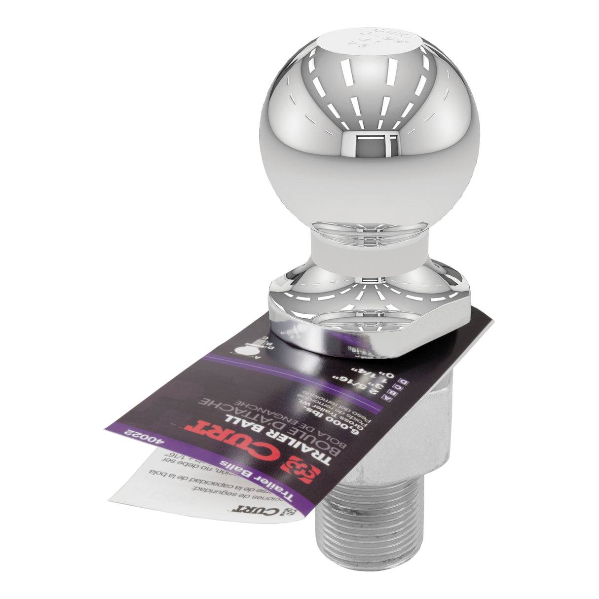 Curt - 2-5/16" Trailer Ball (1-1/4" x 3" Shank, 6,000 lbs., Chrome) - 40022