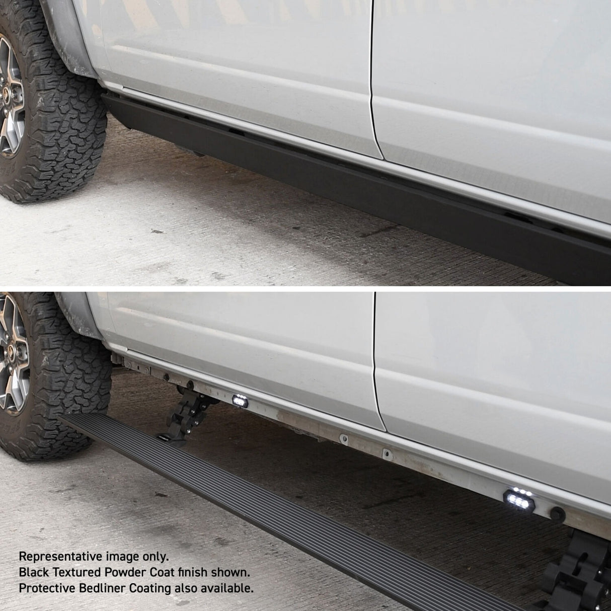 Go Rhino 20413157T - E1 Electric Running Boards With Mounting Brackets - Protective Bedliner Coating
