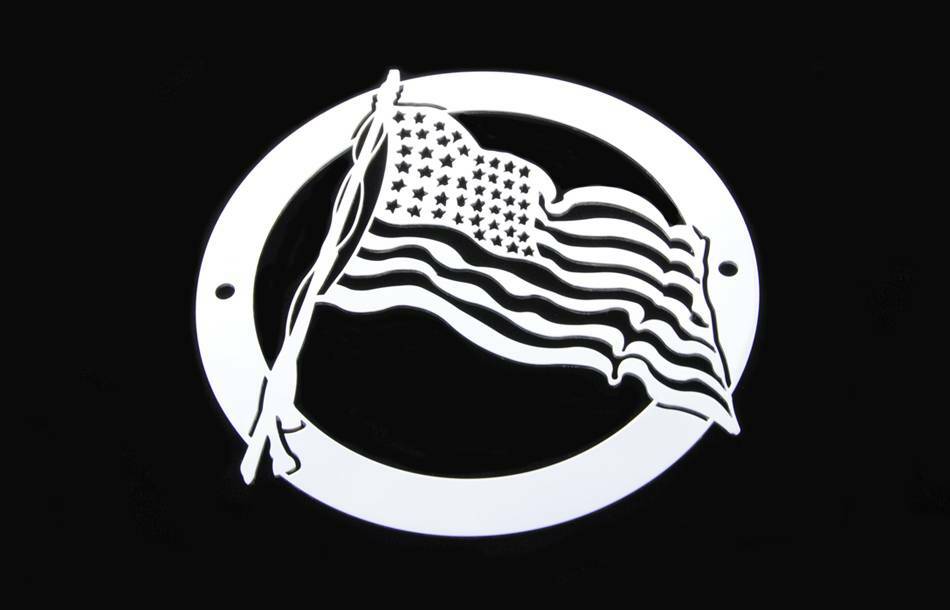 T-Rex Grilles - T-Rex Grilles L1001 US Flag Logo, Polished, Stainless Steel, 1 Pc, Bolt-On - L1001