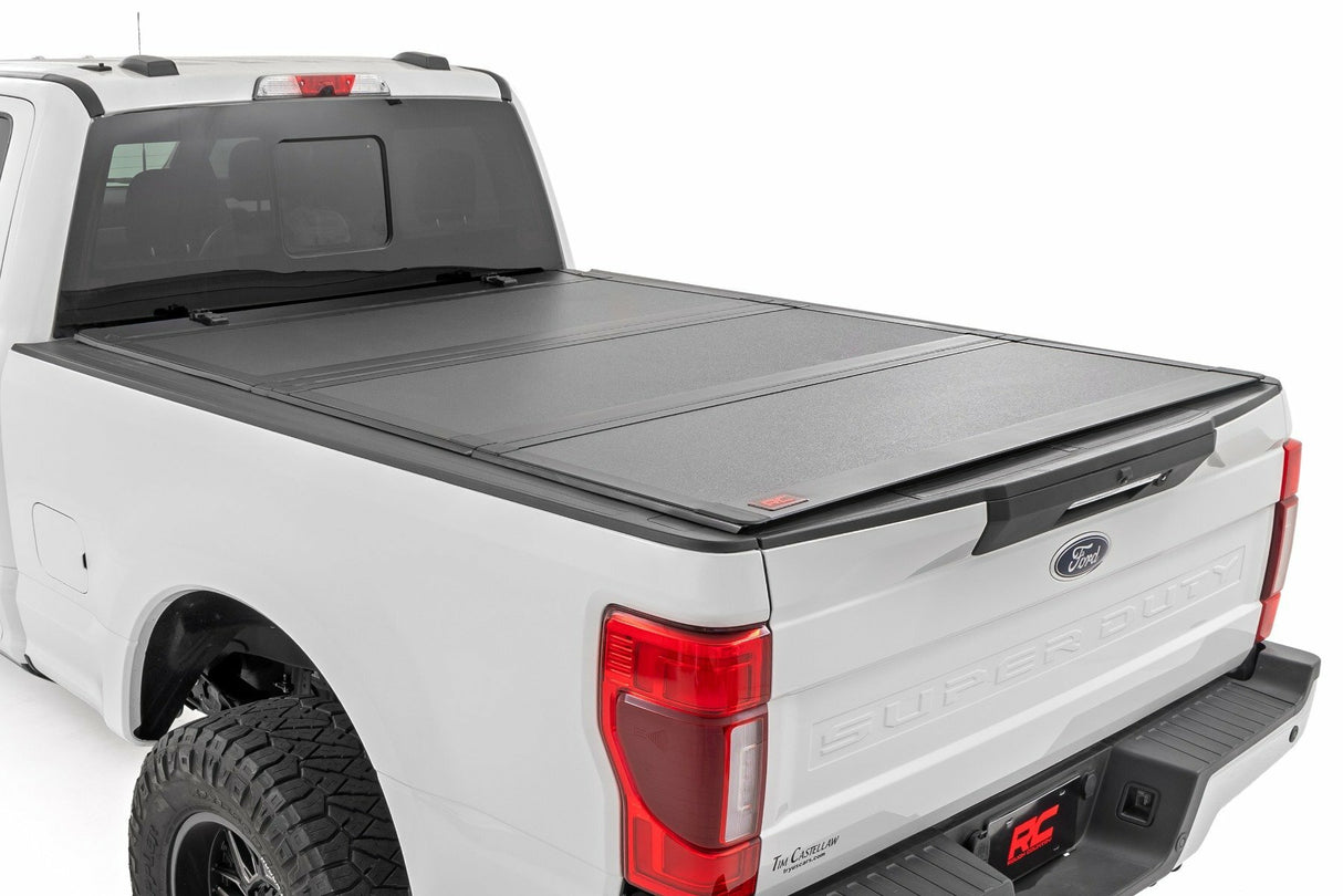 Rough Country - Hard Tri-Fold Flip Up Bed Cover - 6'10" Bed - Ford Super Duty (17-23) - 49220651