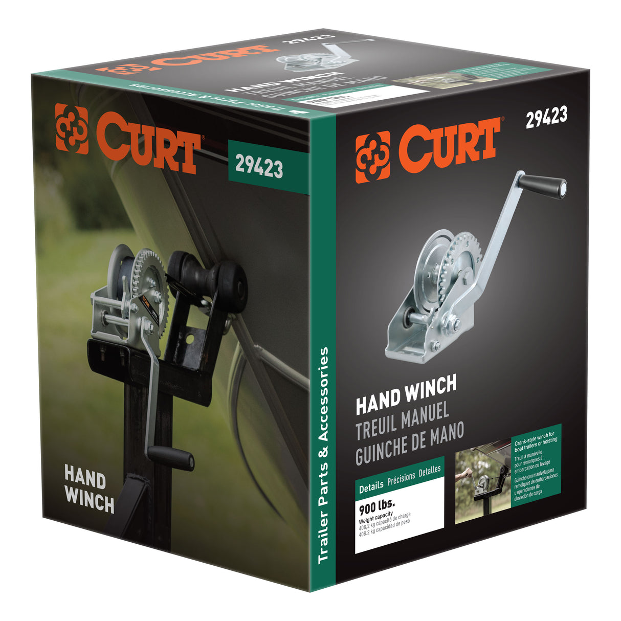 Curt - Hand Crank Winch (900 lbs, 6-1/2" Handle) - 29423