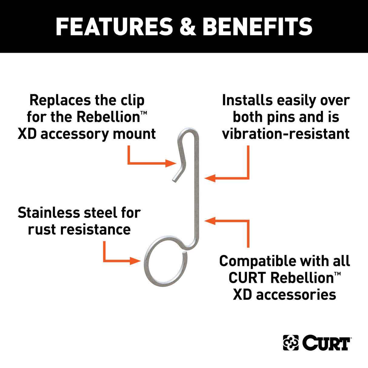 Curt - Replacement Rebellion XD Accessory Mount Clip - 45960
