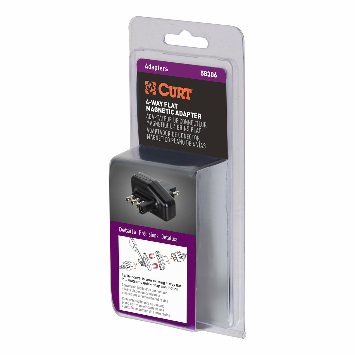 CURT 58306 4-Way Flat Magnetic Connector Adapter