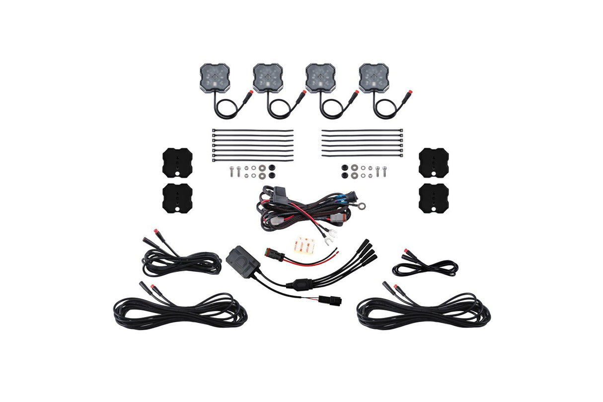 Diode Dynamics - RGBW Rock Light Installer Magnet Mount Kit w/Controller (4-pack) - DD7741C