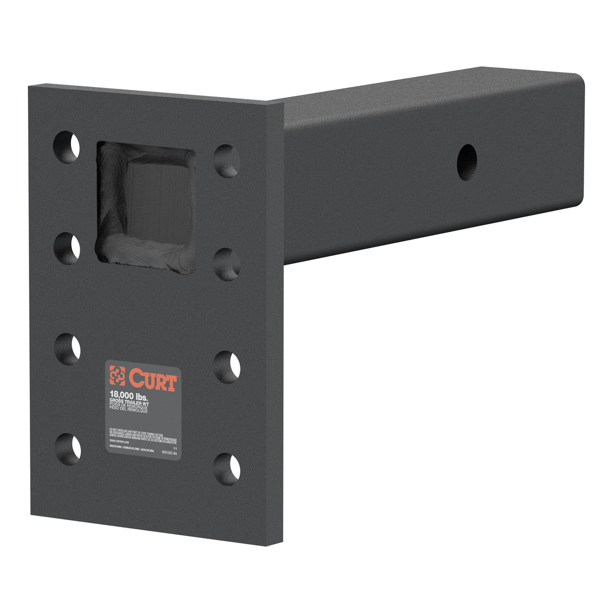 Curt - Adjustable Pintle Mount (2-1/2" Shank, 18,000 lbs., 7" High, 8" Long) - 48329