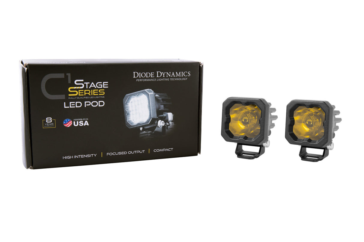 Diode Dynamics - Stage Series C1 LED Pod Sport Yellow Spot Standard ABL (pair) - DD6453P