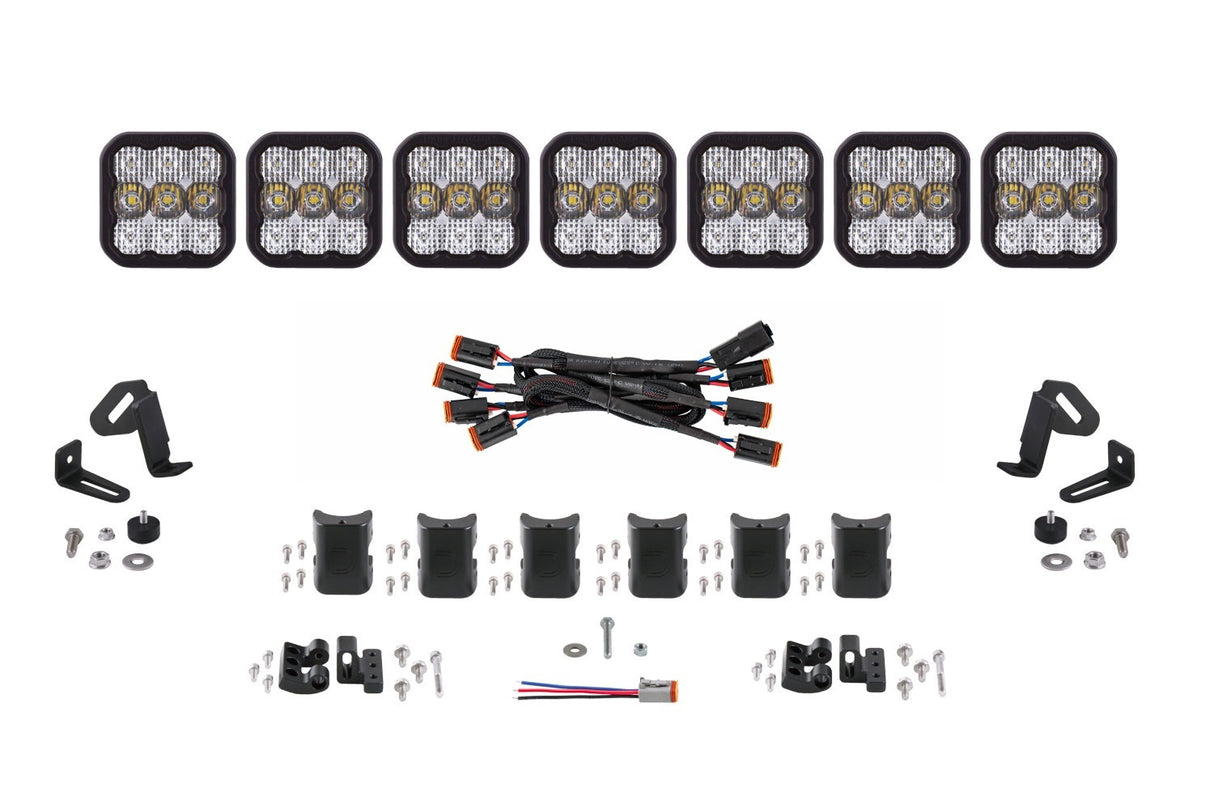 Diode Dynamics - SS5 Sport Universal CrossLink 7-Pod Lightbar White Combo - DD6800