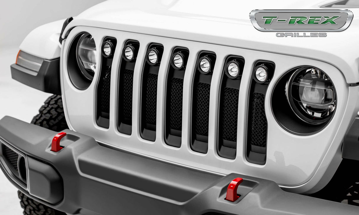 T-Rex Grilles - 1 Pc Small Mesh Mild Steel Torch Grille Insert - Total Light Output 6300 Lm, Includes Universal Wiring Harness - 6314941