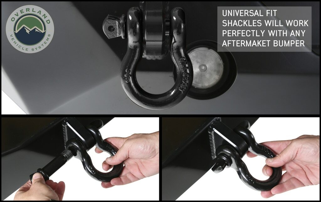 Overland Vehicle Systems - Recovery Shackle 19010201 3/4 4.75 Ton Black Sold In Pairs - 19010201