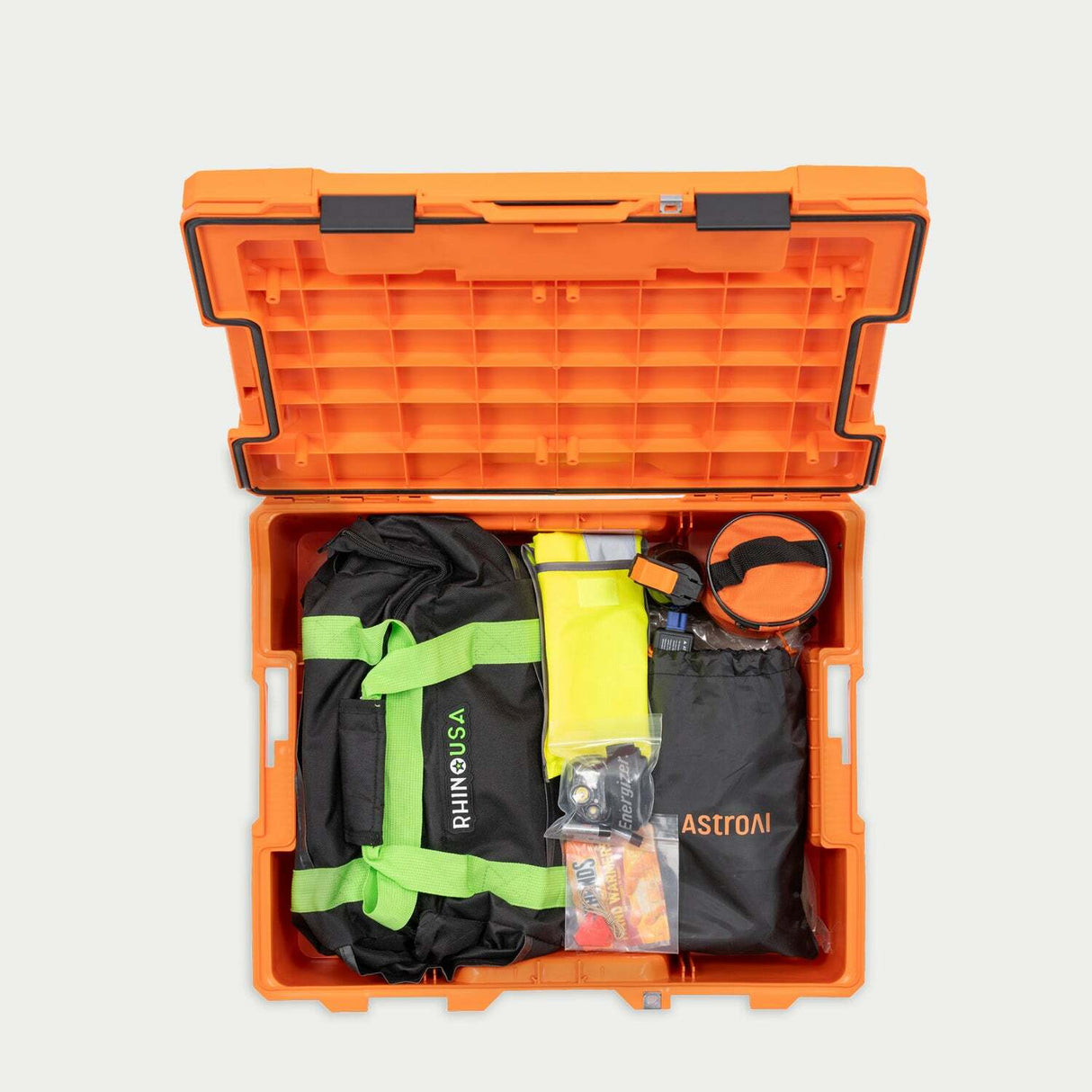 Decked - Roadside Emergency OS Kit - Safety Orange Halfrack packed with Refuge Medical Emergency Supplies - A0132-ROAD-ORG