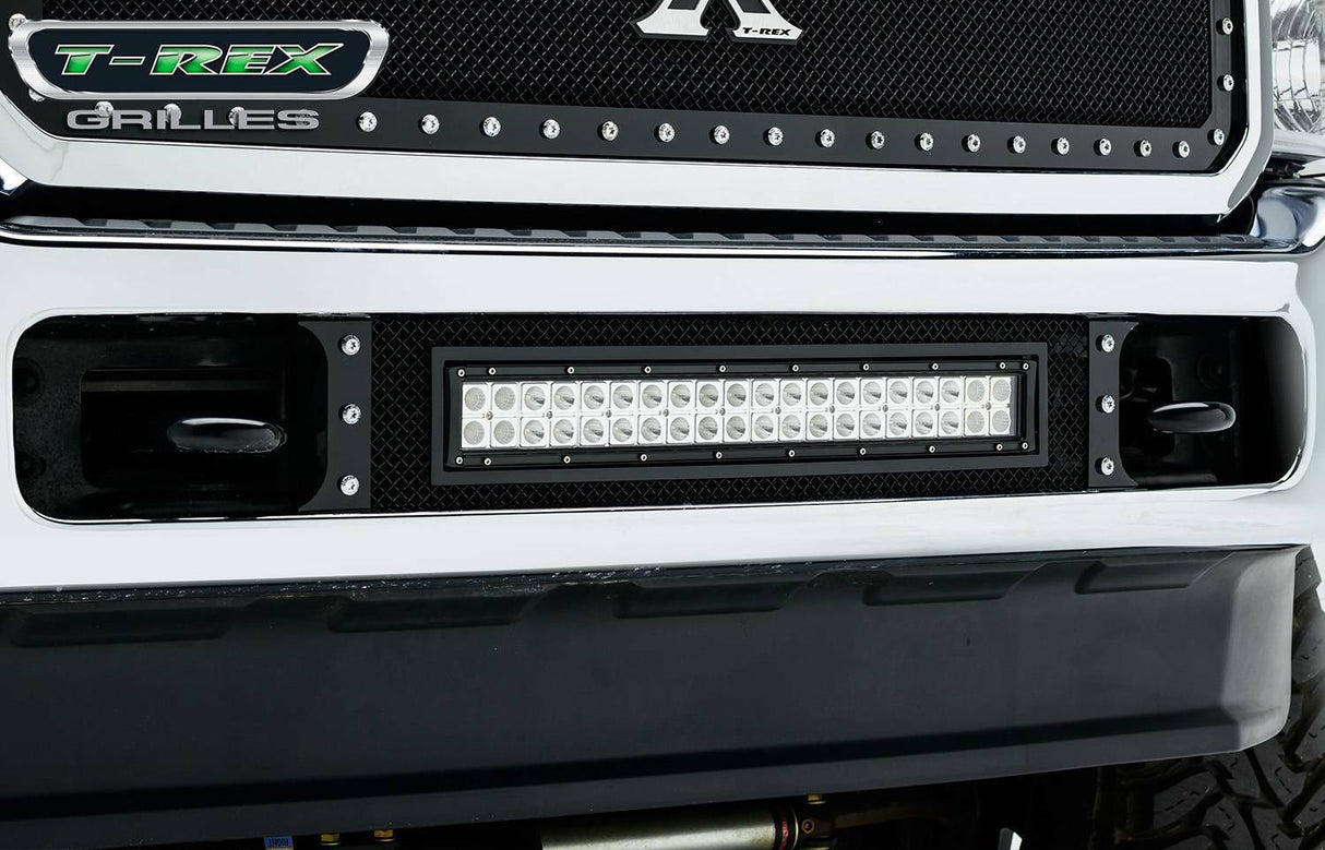 T-Rex Grilles - 1 Pc Small Mesh Mild Steel Torch Bumper Grille Bolt-On - Includes Universal Wiring Harness - 6325461