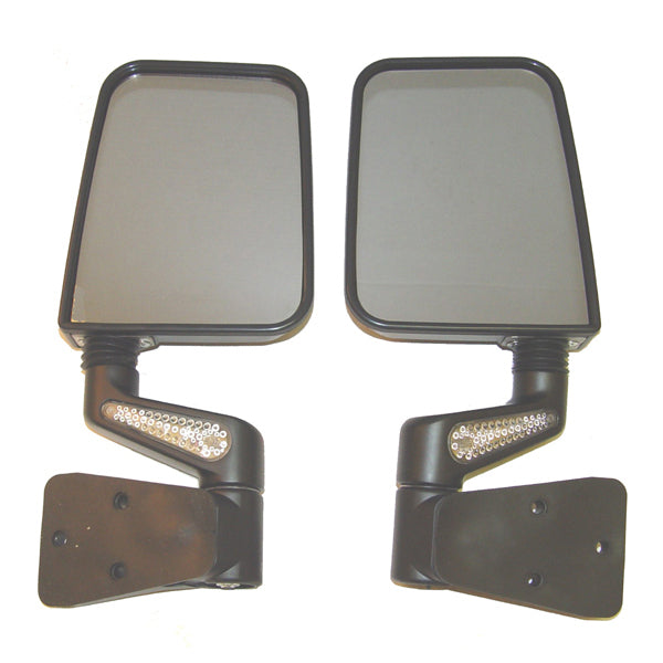 Rugged Ridge - Heated Door Mirror Kit, LED Signals, Black; 87-02 Jeep Wrangler YJ/TJ - 11015.20