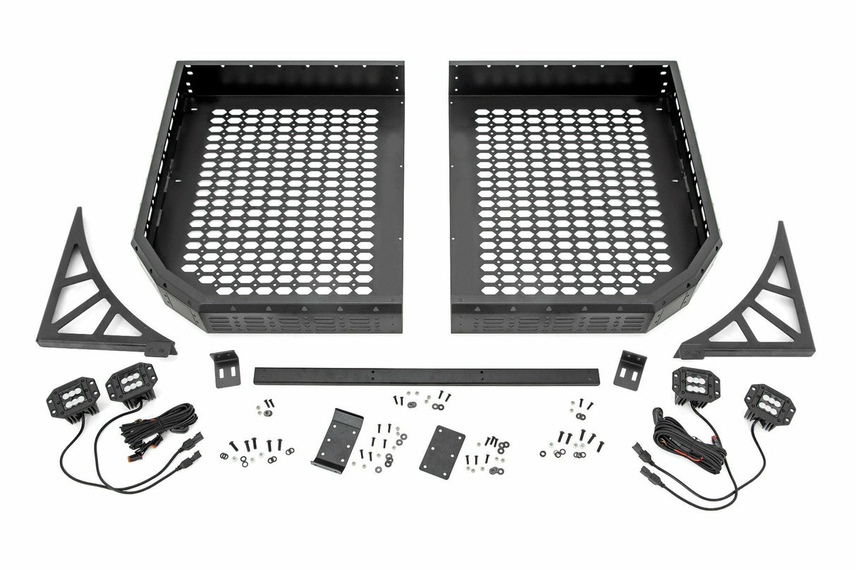 Rough Country - Cargo Rack - Dual 2" Black LED Pairs - Flush Mount - Polaris Ranger 1000 Ranger XP 1000 - 93057