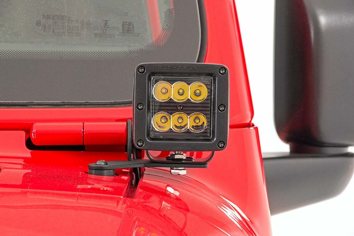 Rough Country - Jeep 2-inch LED Lower Windshield Kit (18-21 Wrangler JL, 20-21 Gladiator JT - Black-Series w White DRL) - 70052DRL